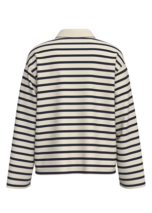 Wada ls stripe collar polo bluse Birch/Dark Sapphire Selected Femme